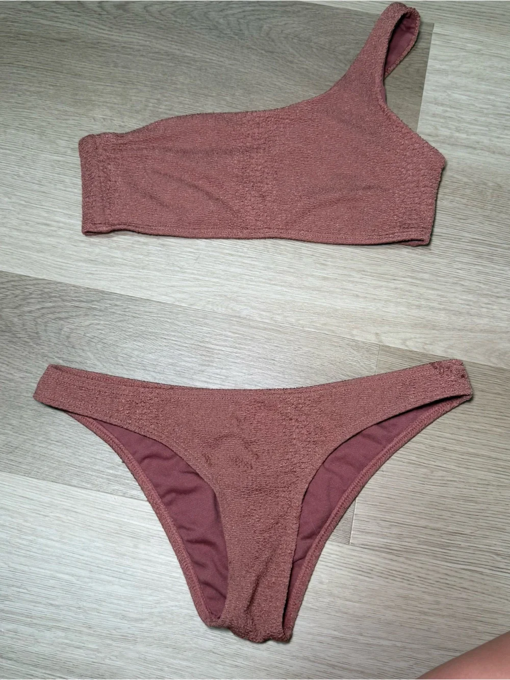 One-Shoulder Terracotta Bikini Set - Women Swim Bikinis